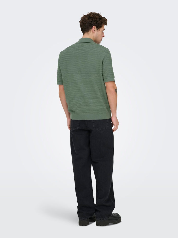 Onsmenu Reg Ss Structure Polo Knit - Olijf