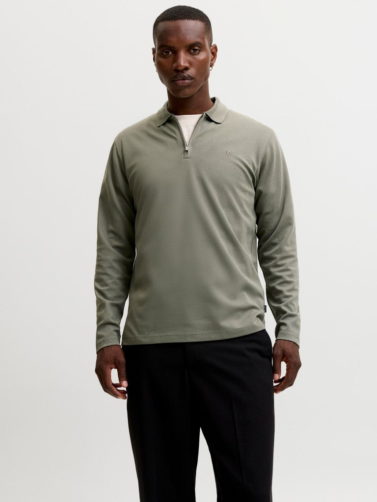 Jprblaethan Ls Zip Polo - Olijf