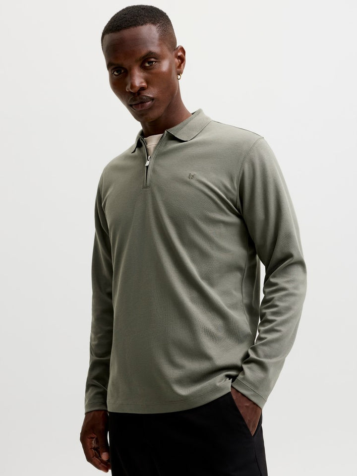 Jprblaethan Ls Zip Polo - Olijf