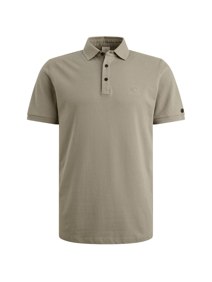 Short Sleeve Polo Slim Fit Fine Pi - Olijf
