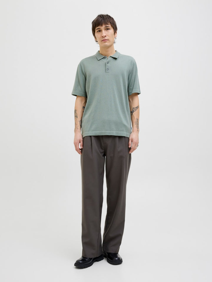 Jjeemil Knit Relaxed Polo Ss Sn - Oud Groen