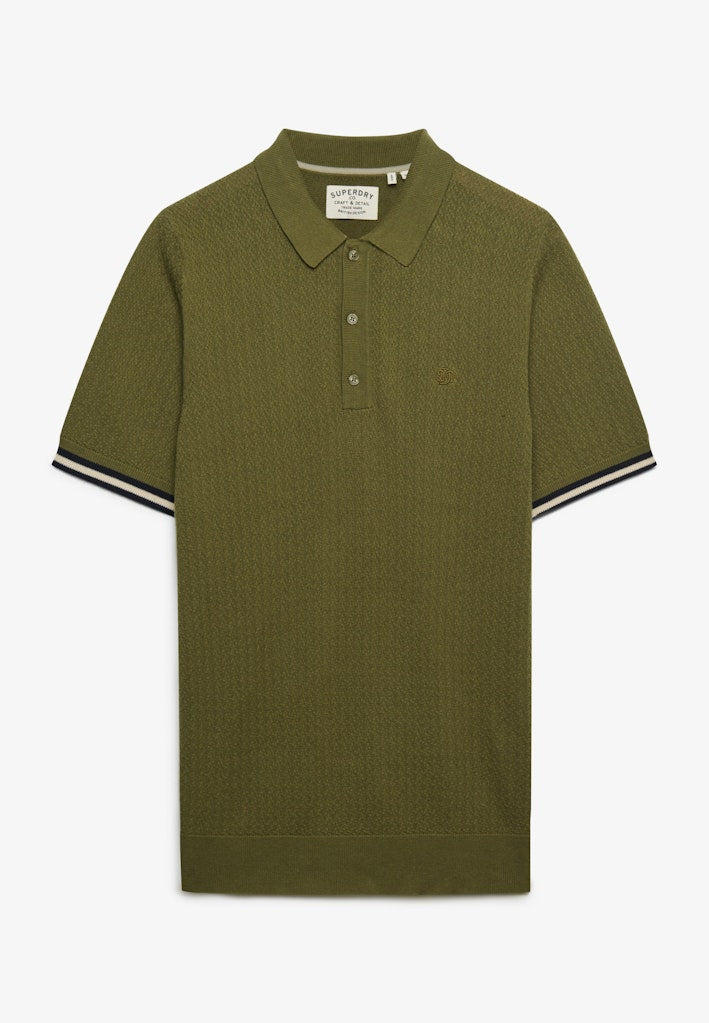 Knitted Texture Ss Polo - Army
