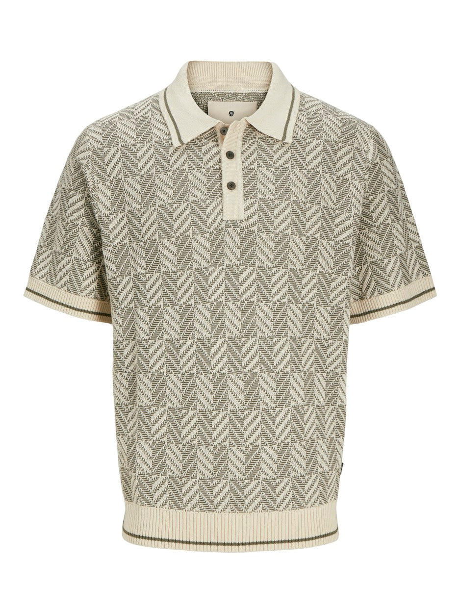 Jprblucody Structure Knit Polo Ss - Groen Dessin