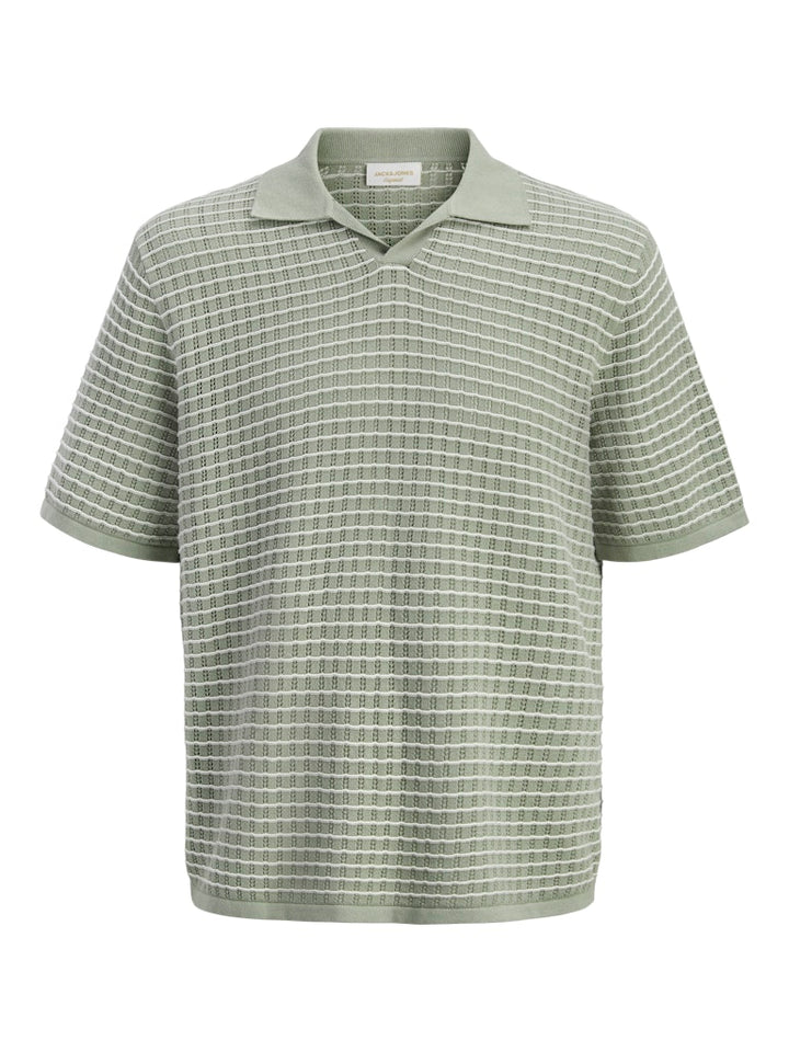 Jornantucket Knit Split Neck Polo - Groen Dessin