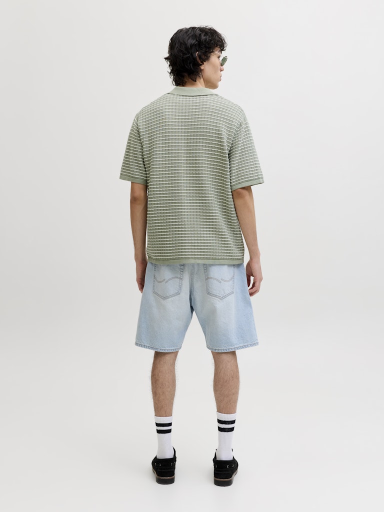 Jornantucket Knit Split Neck Polo - Groen Dessin