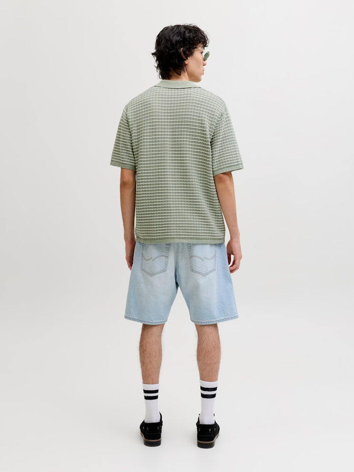 Jornantucket Knit Split Neck Polo - Groen Dessin
