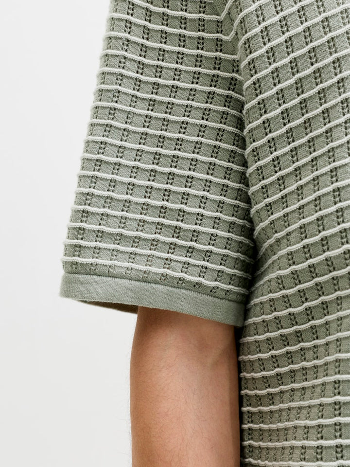 Jornantucket Knit Split Neck Polo - Groen Dessin