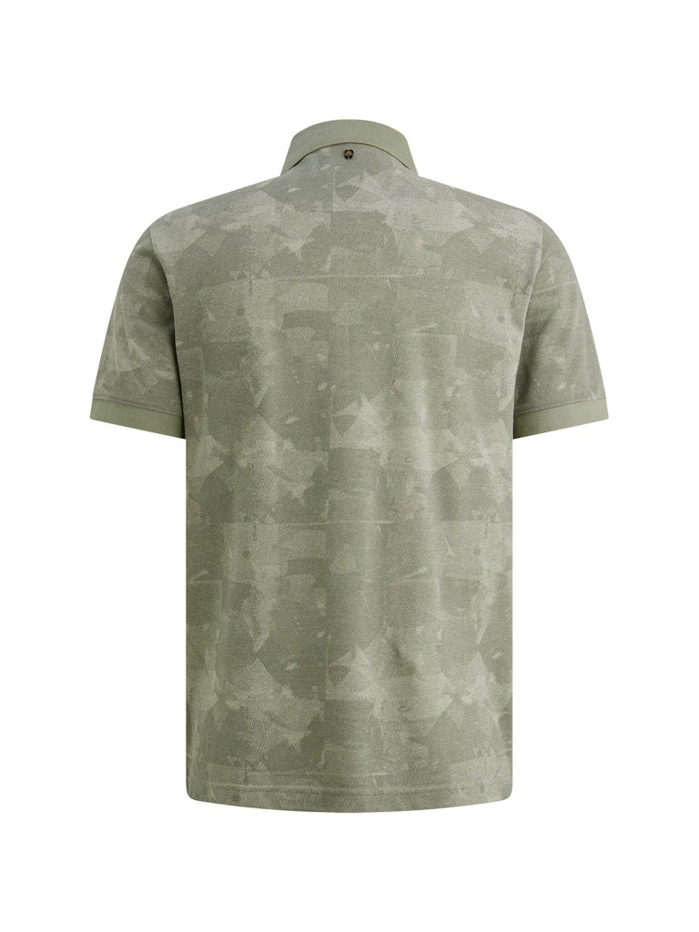 Short Sleeve Polo Printed Two Tone - Groen Dessin