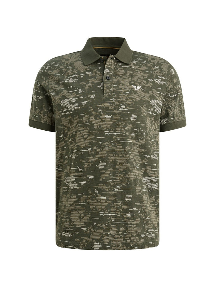 Short Sleeve Polo Slub Jersey Aop - Groen Dessin