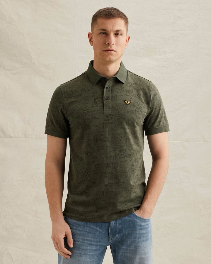 Short Sleeve Polo Dry Single Jerse - Groen Dessin