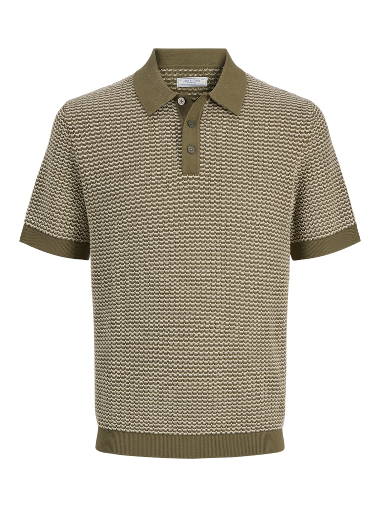 Jprblukingsley Knit Polo Ss - Groen Dessin