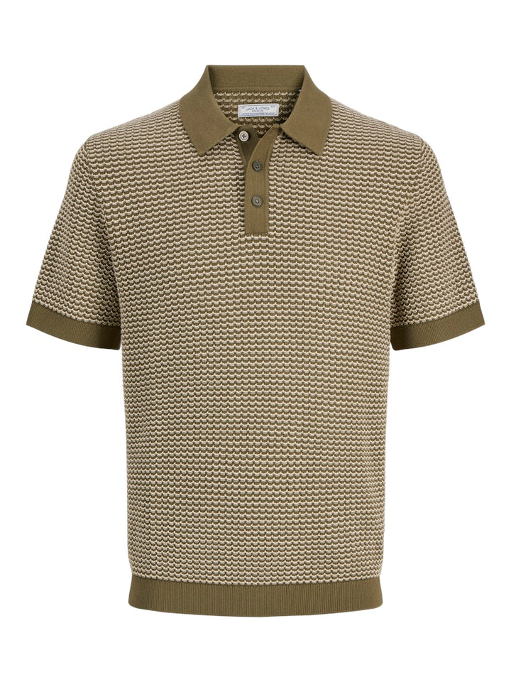 Jprblukingsley Knit Polo Ss - Groen Dessin