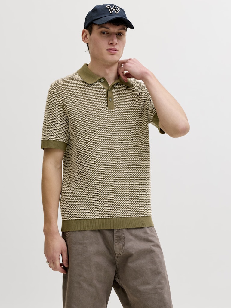 Jprblukingsley Knit Polo Ss - Groen Dessin
