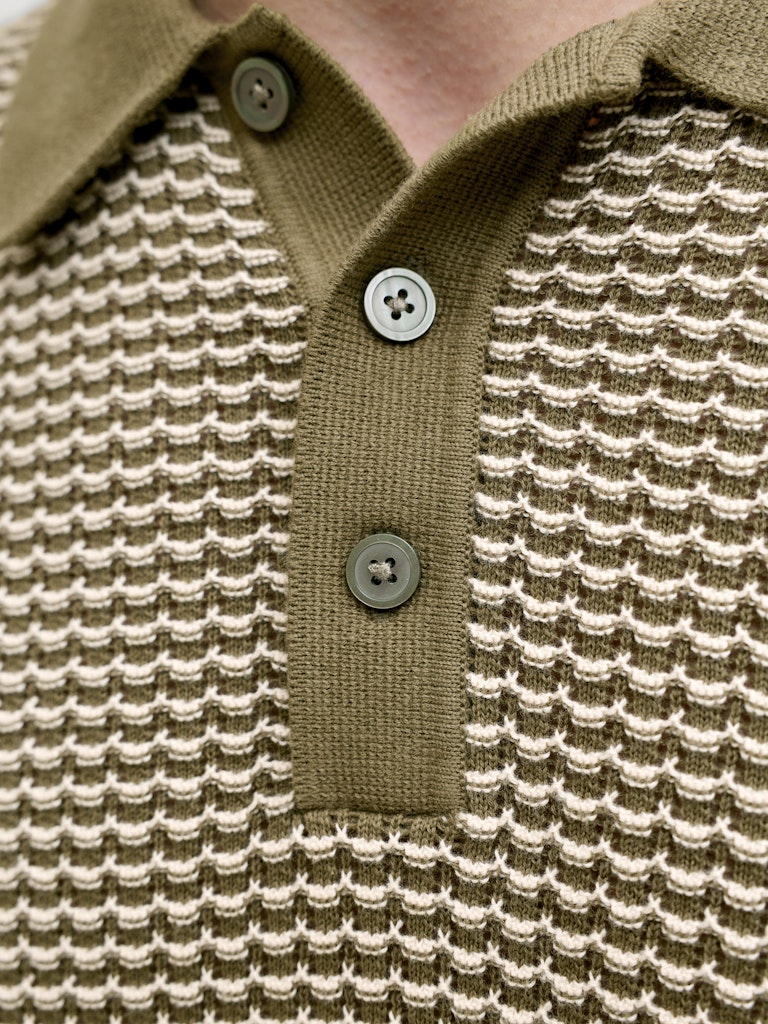 Jprblukingsley Knit Polo Ss - Groen Dessin