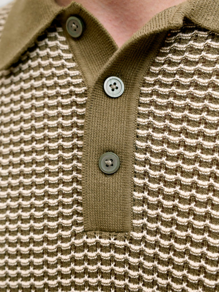 Jprblukingsley Knit Polo Ss - Groen Dessin