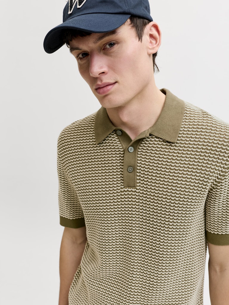 Jprblukingsley Knit Polo Ss - Groen Dessin