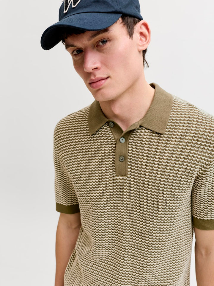 Jprblukingsley Knit Polo Ss - Groen Dessin