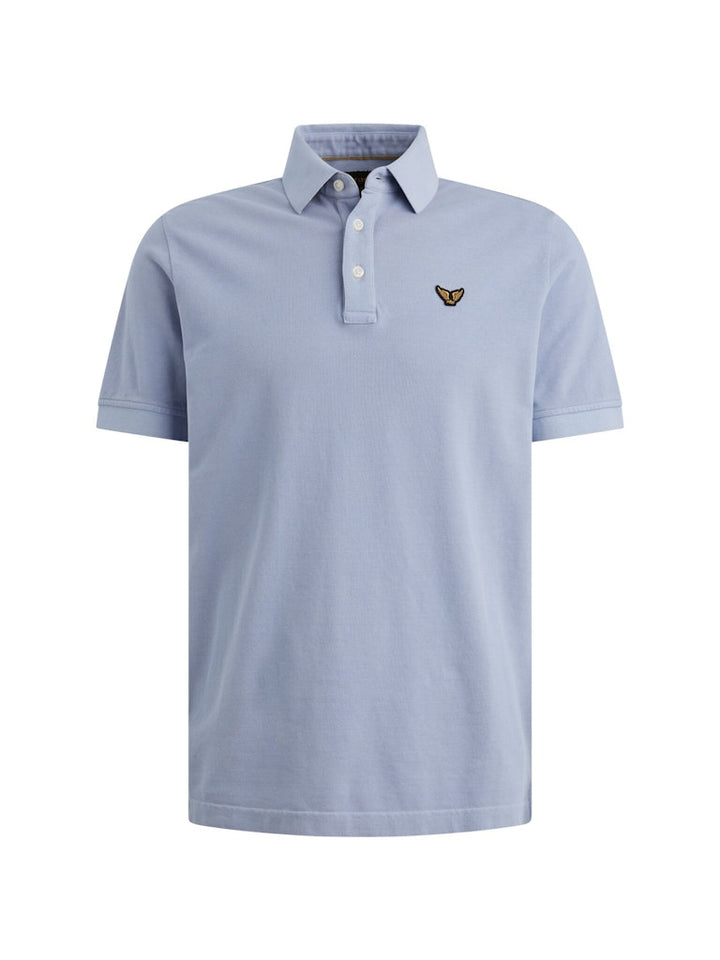 Short Sleeve Polo Pique Garment Dy - Lichtblauw