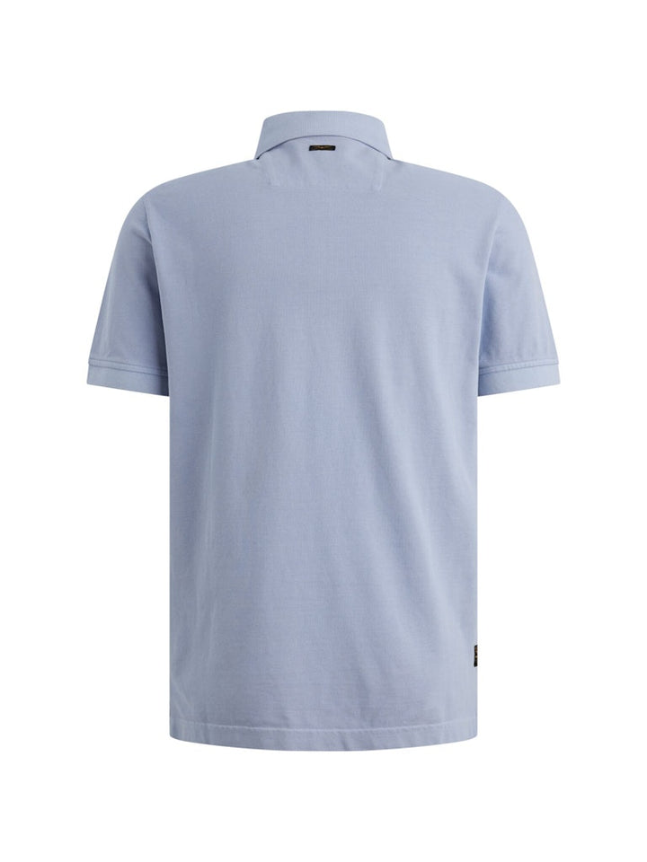 Short Sleeve Polo Pique Garment Dy - Lichtblauw