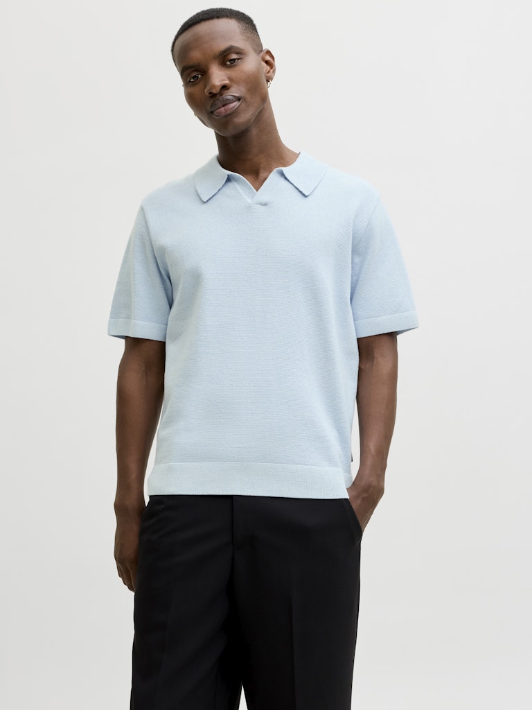 Jprblamilano Spring Split Neck Ss Sn - Lichtblauw