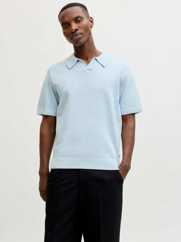 Jprblamilano Spring Split Neck Ss Sn - Lichtblauw