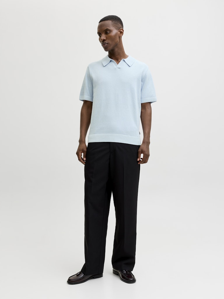 Jprblamilano Spring Split Neck Ss Sn - Lichtblauw