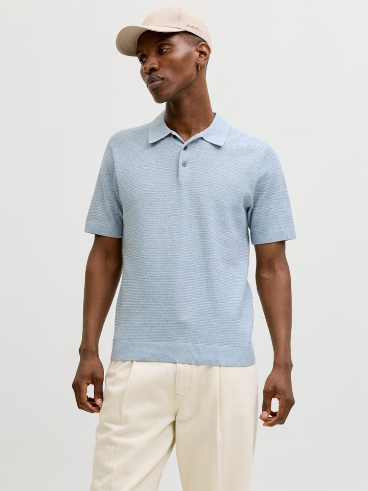 Jprbluriley Knit Polo Ss Sn - Lichtblauw