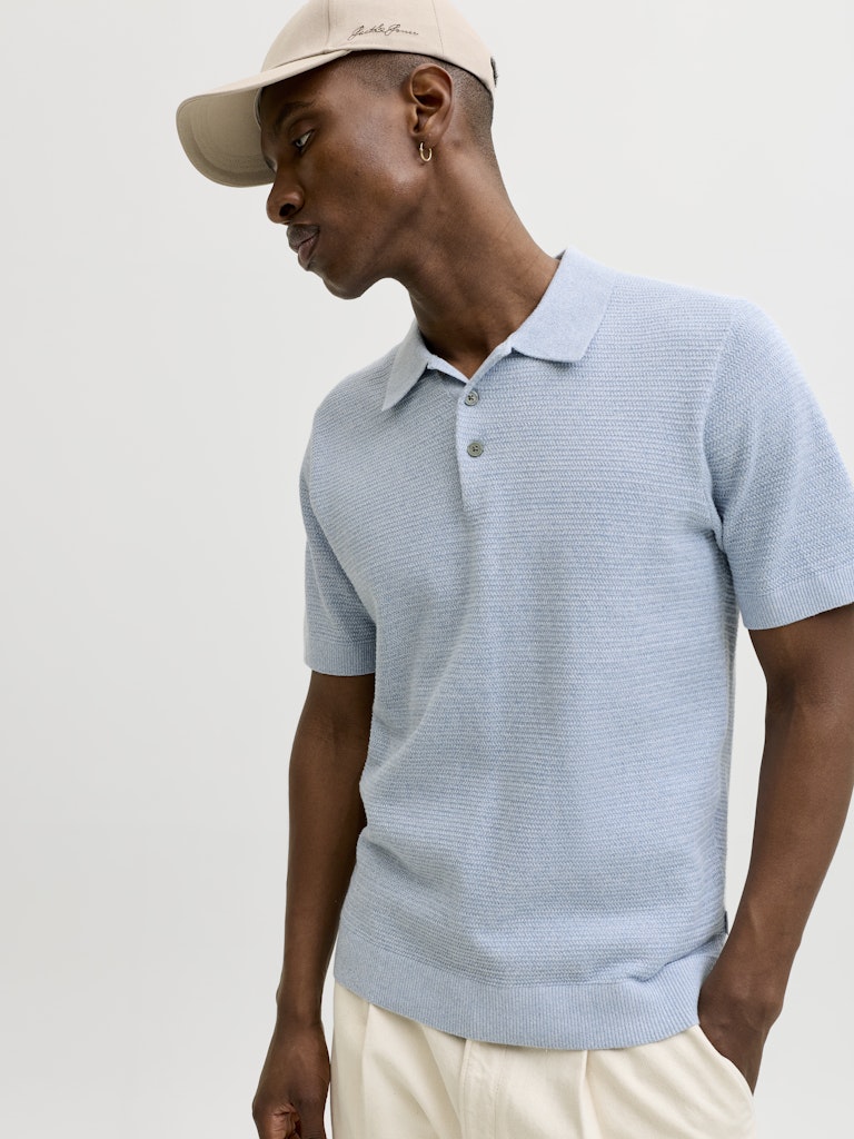 Jprbluriley Knit Polo Ss Sn - Lichtblauw