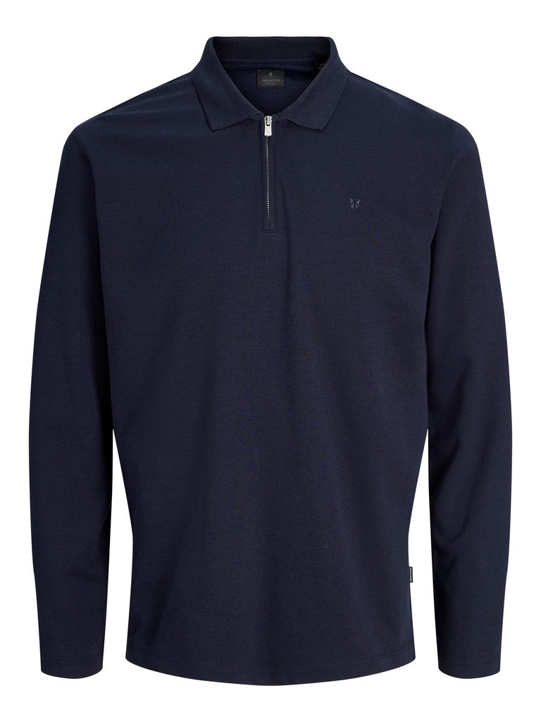 Jprblaethan Ls Zip Polo - Navy