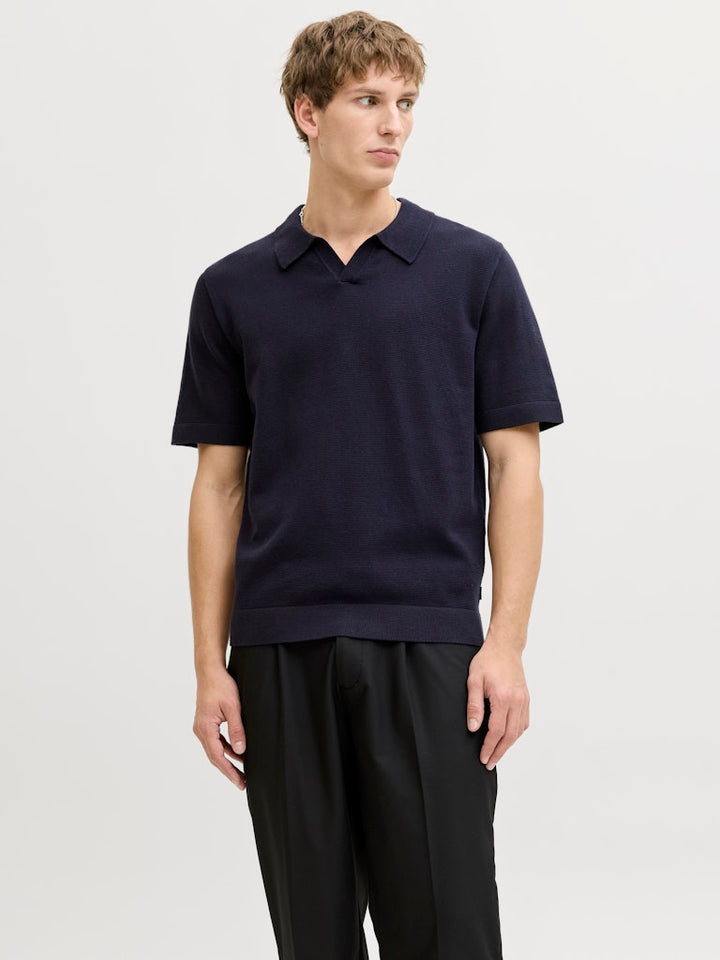 Jprblamilano Spring Split Neck Ss Sn - Navy