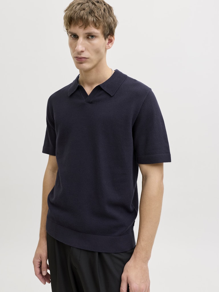 Jprblamilano Spring Split Neck Ss Sn - Navy
