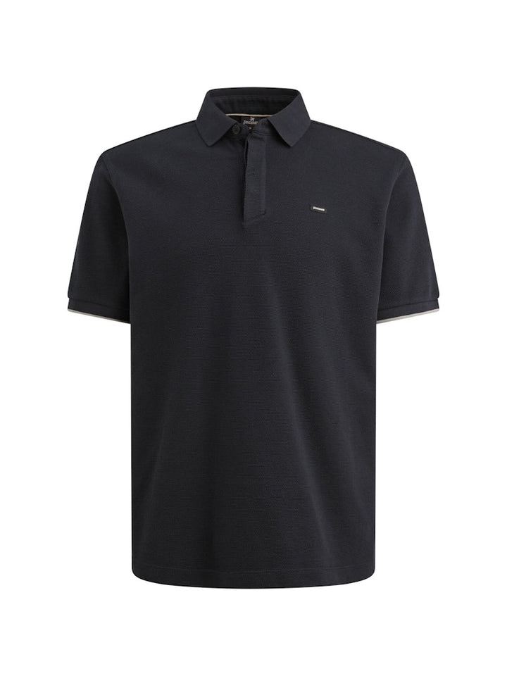 Short Sleeve Polo Four Tuck Pique - Navy