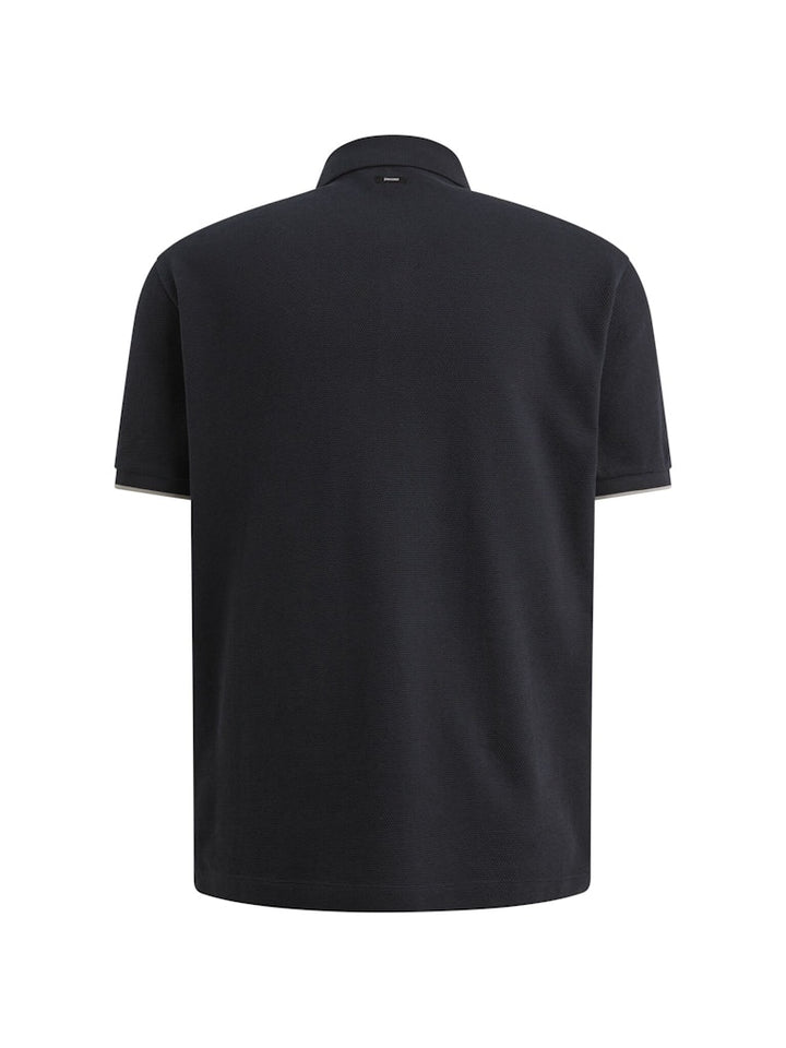 Short Sleeve Polo Four Tuck Pique - Navy