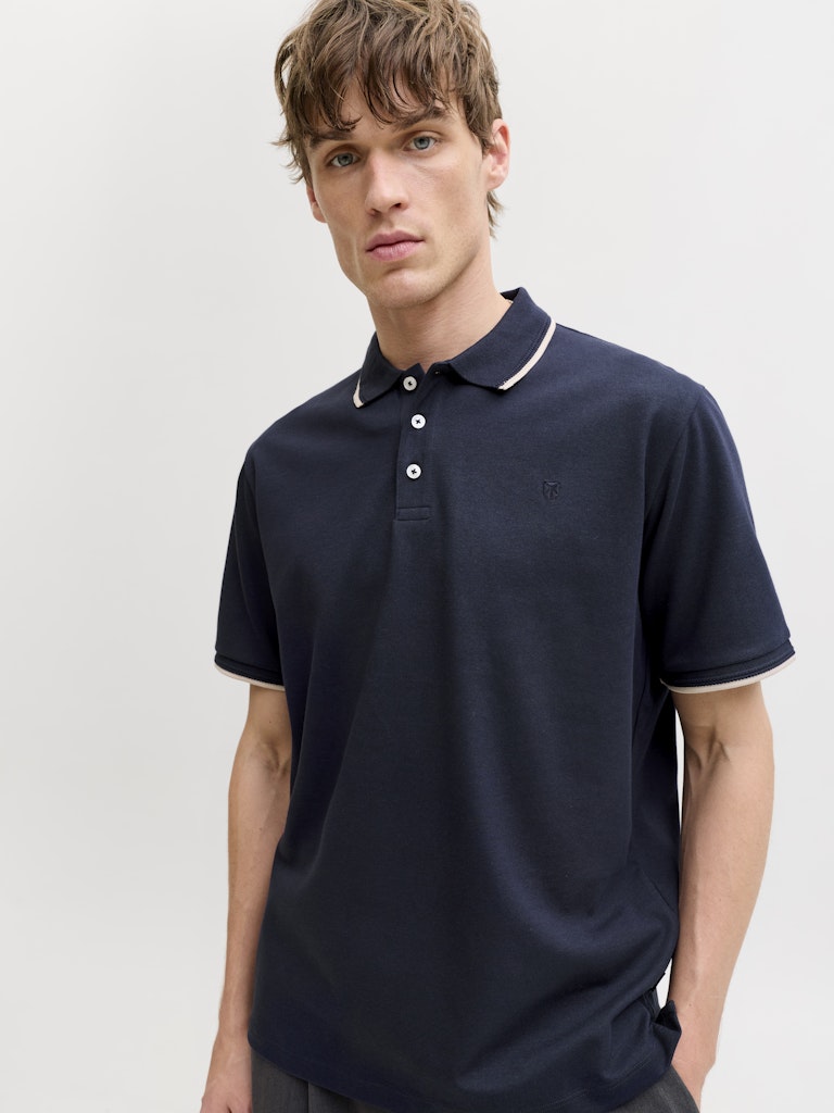 Jprblaethan Detail Ss Polo Sn - Navy