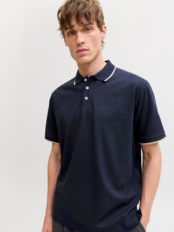Jprblaethan Detail Ss Polo Sn - Navy