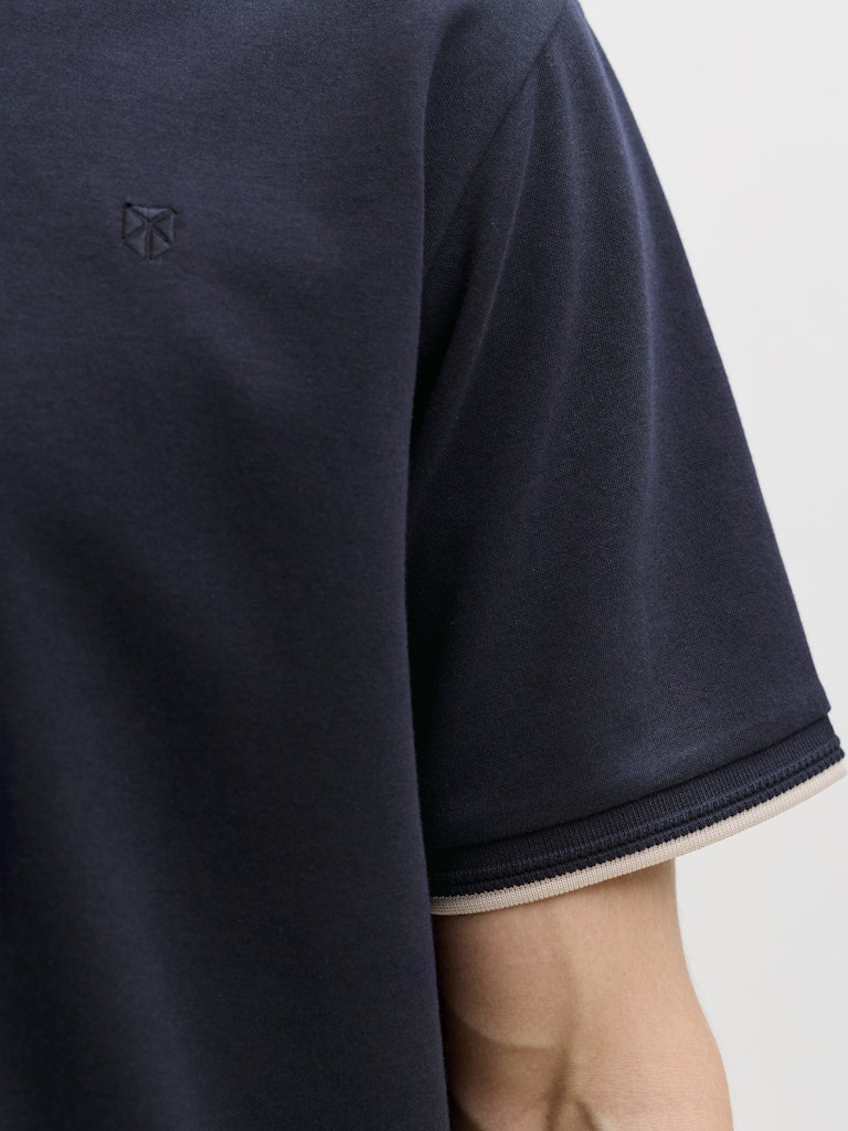 Jprblaethan Detail Ss Polo Sn - Navy