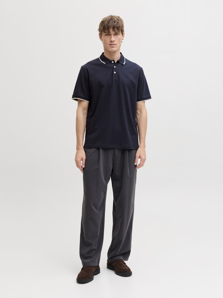 Jprblaethan Detail Ss Polo Sn - Navy