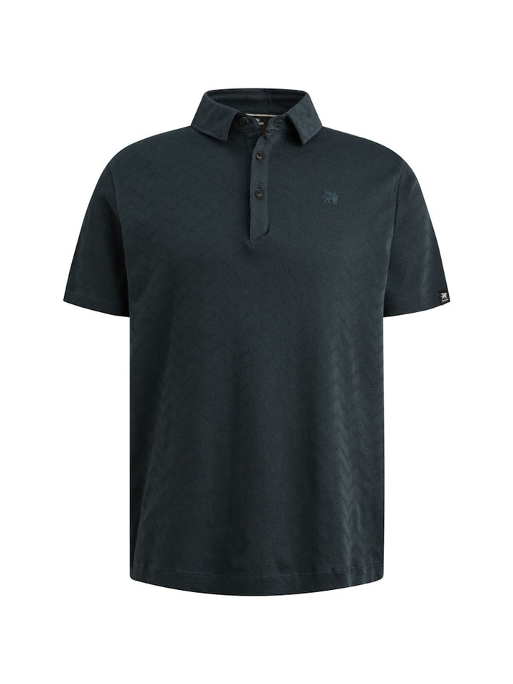 Short Sleeve R-neck Jacquard Jerse - Navy