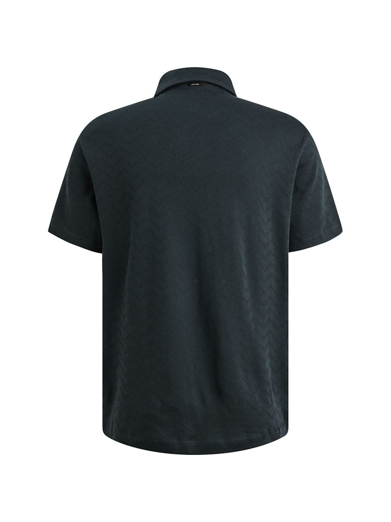 Short Sleeve R-neck Jacquard Jerse - Navy