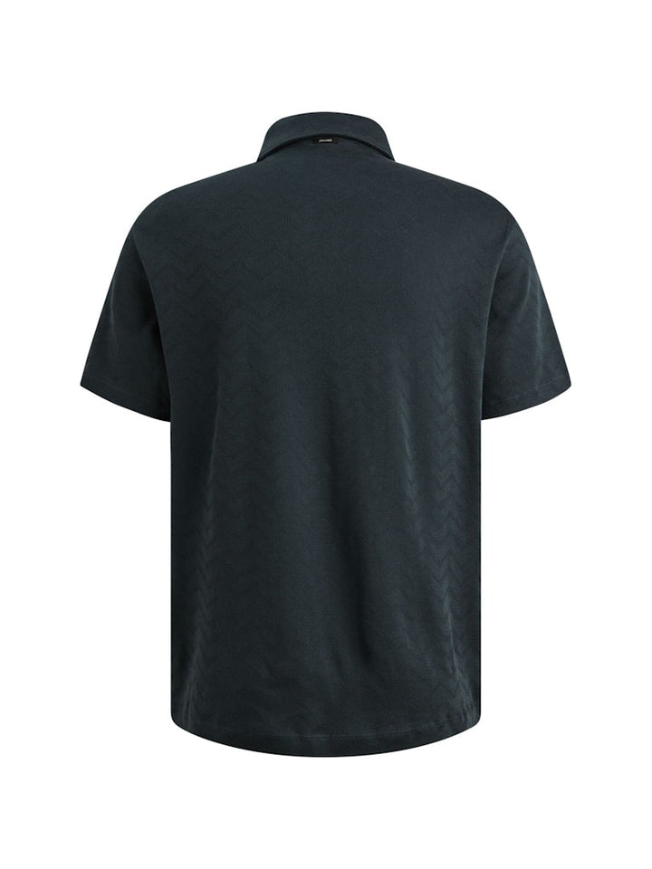 Short Sleeve R-neck Jacquard Jerse - Navy