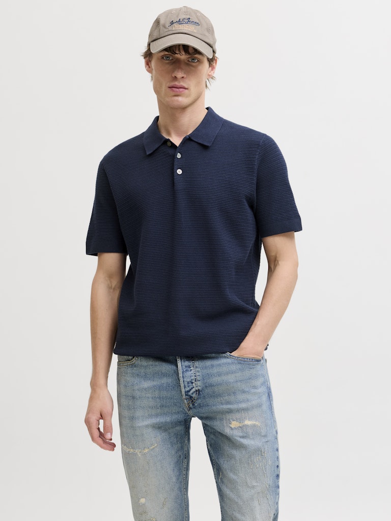 Jprbluriley Knit Polo Ss Sn - Navy