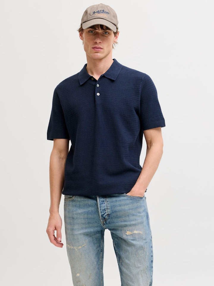 Jprbluriley Knit Polo Ss Sn - Navy