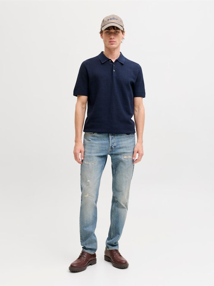 Jprbluriley Knit Polo Ss Sn - Navy