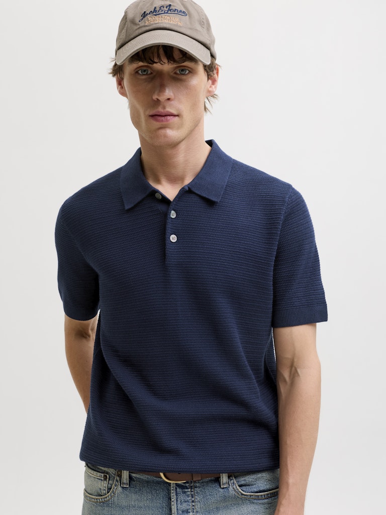 Jprbluriley Knit Polo Ss Sn - Navy