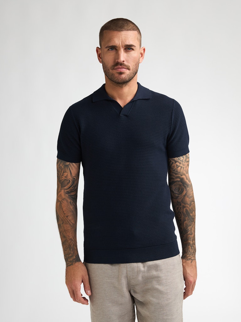 Men Knitwear Polo - Navy