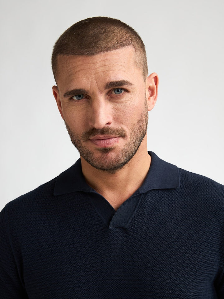 Men Knitwear Polo - Navy