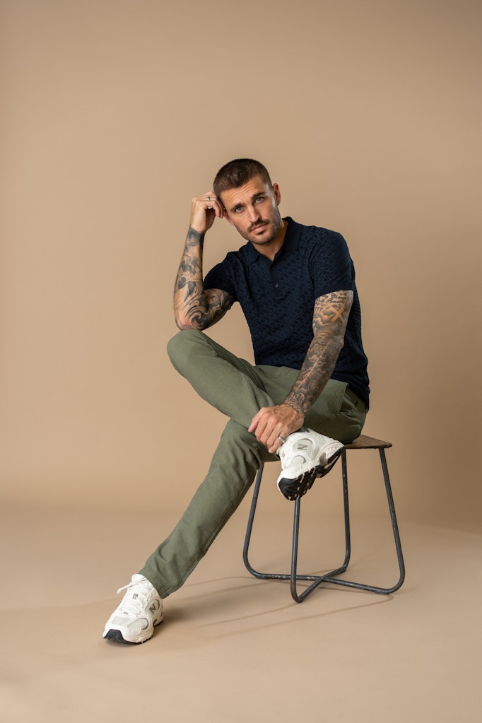 Men Knitwear Polo - Navy