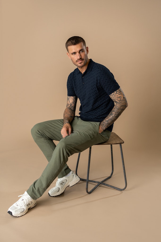 Men Knitwear Polo - Navy