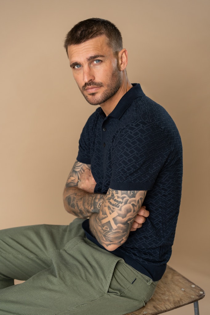 Men Knitwear Polo - Navy