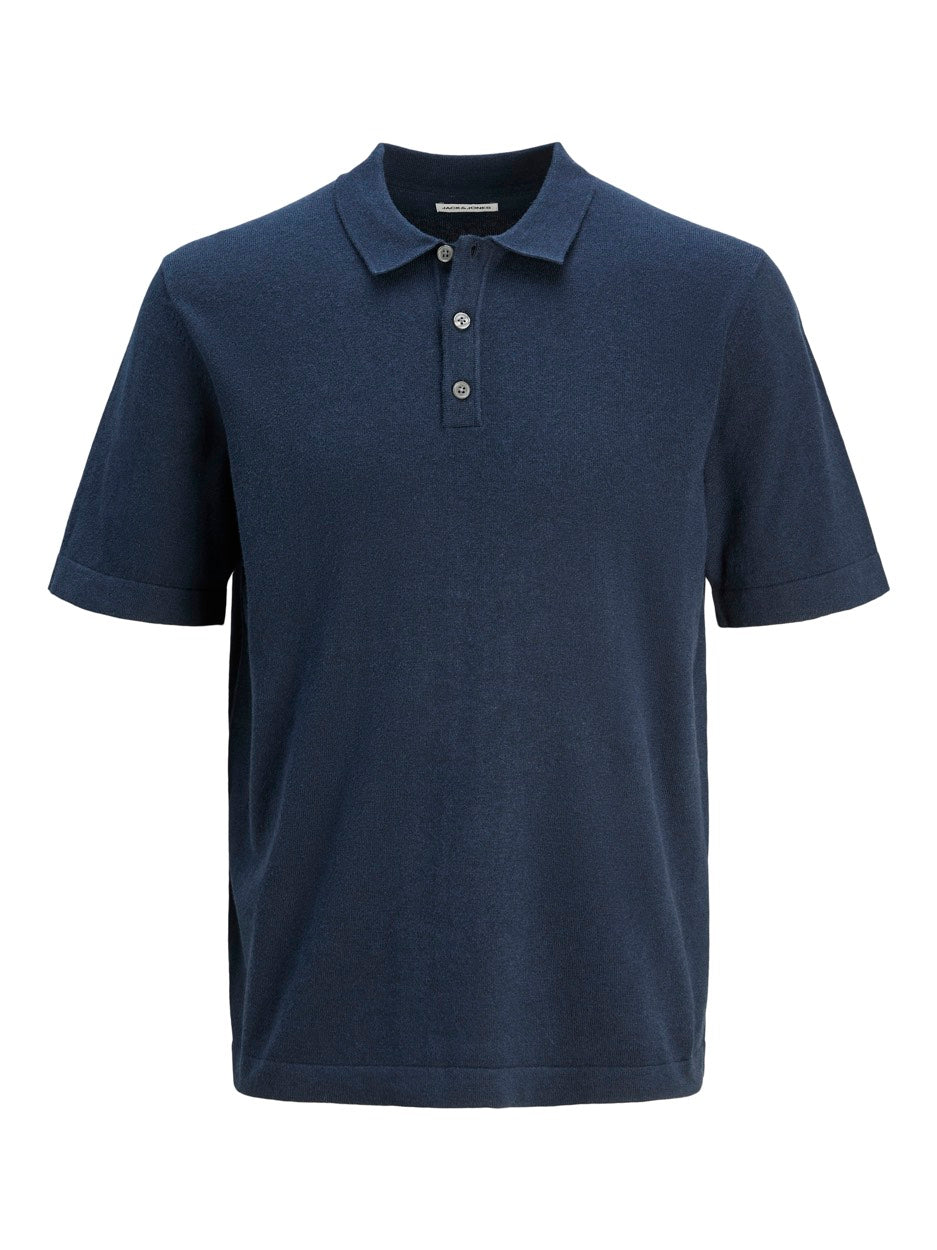 Jjeemil Knit Relaxed Polo Ss Sn - Navy